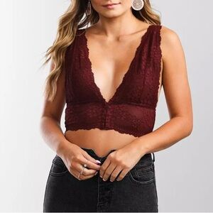 Buckle BKE Essentials Deep-V Vneck Burgundy Lace Bralette Size large
